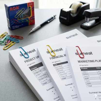 Ron Paperiliitin 28 mm 75 kpl värilajitelma muovipinnoitettu kuvituskuva