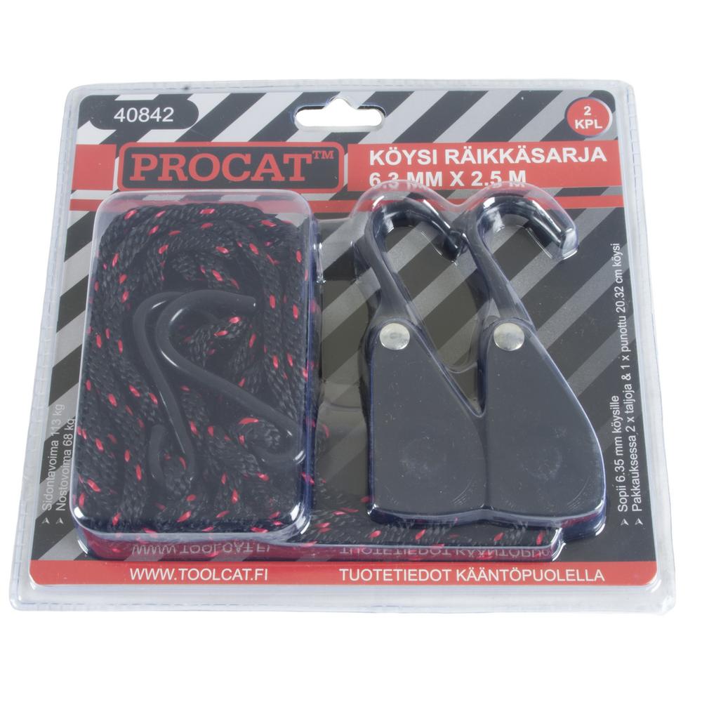 Procat Köysiräikkäsarja 68 kg,   6.3 mm x 2.5 m 2 kpl / paketti