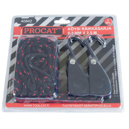 Procat Köysiräikkäsarja 68 kg,   6.3 mm x 2.5 m 2 kpl / paketti
