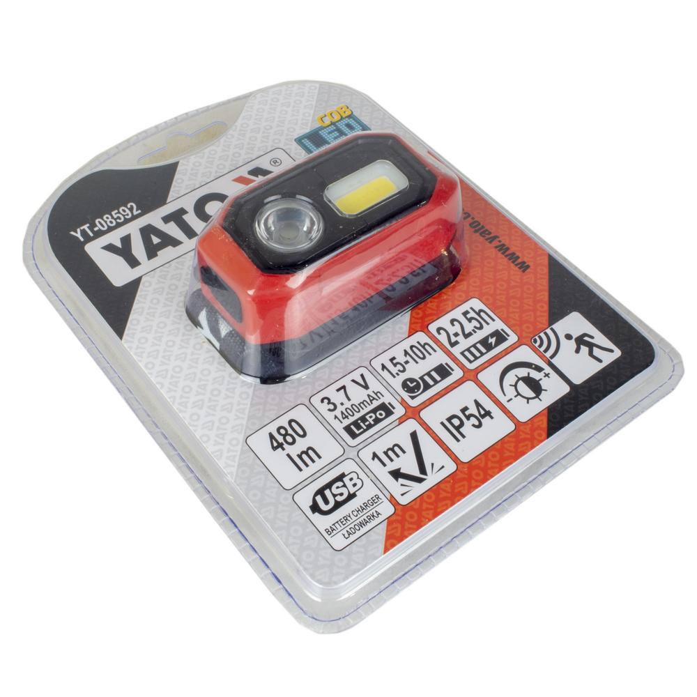 Yato Otsalamppu 480 LM, ladattava 1400 mAh IP54