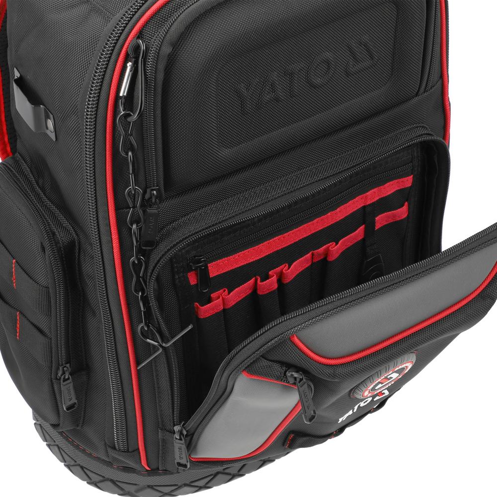 Yato Työkalureppu 30L 75 taskua 37 × 18 × 46 cm etutasku avattuna