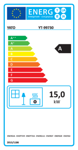 Yato Kaasulämmitin energiakortti