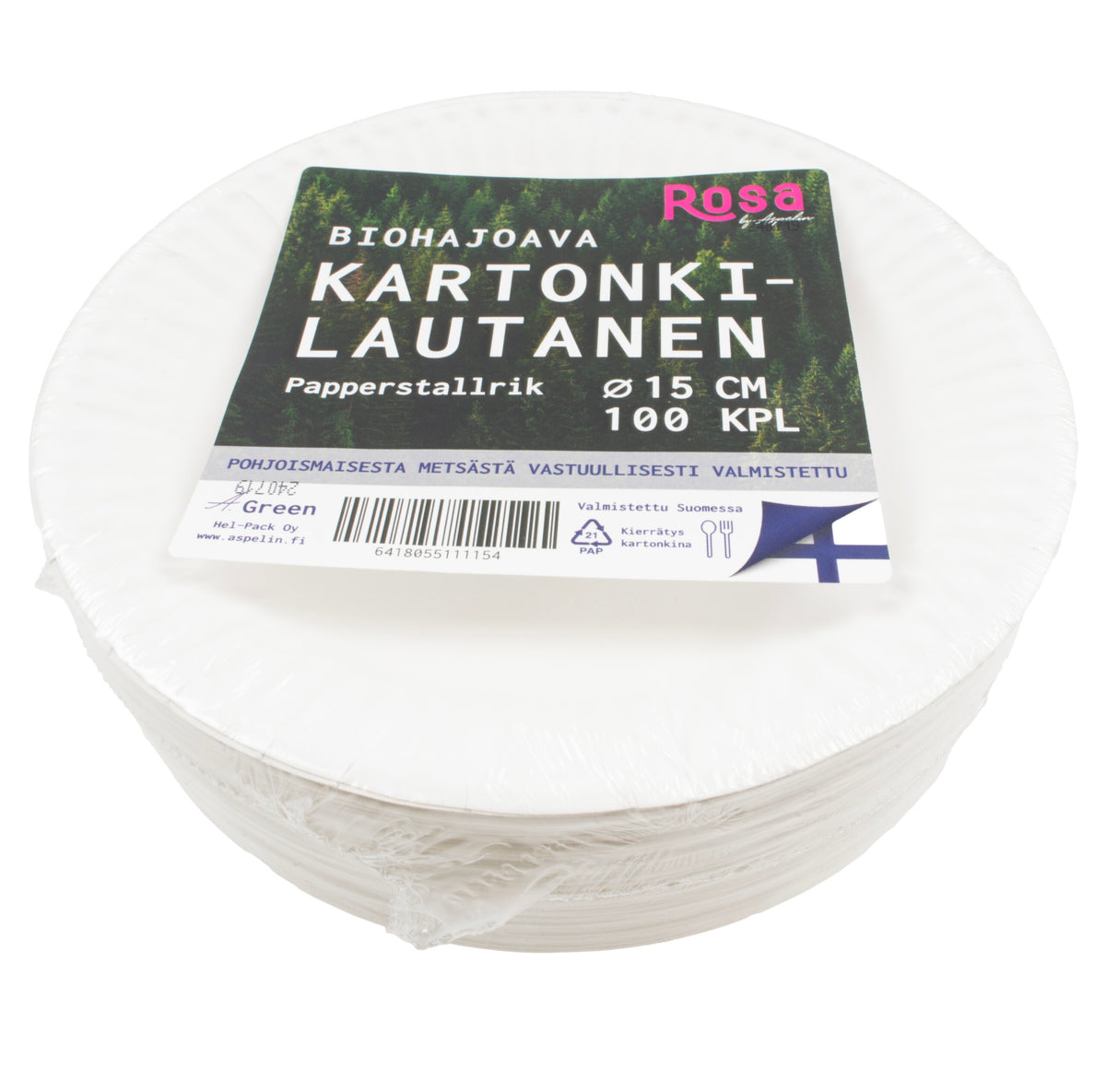 Rosa Kakkulautanen 15 cm myyntipakkaus
