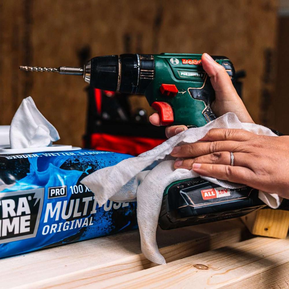 UltraGrime Puhdistusliina XXL MultiUse kuvituskuva porakone